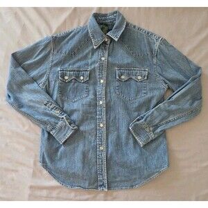 Lauren Ralph Lauren Petite Women's Denim Snap Button Up Sz 6P